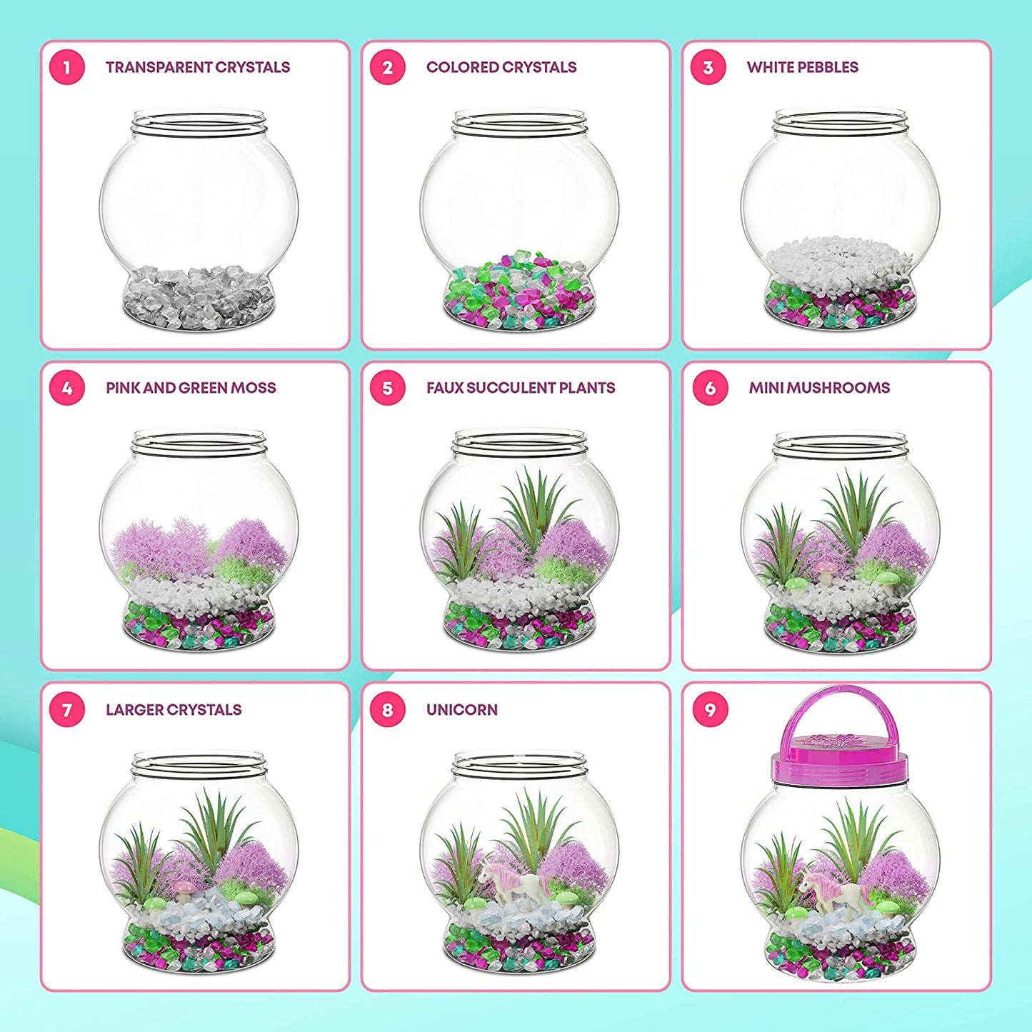 Light-Up Unicorn Terrarium Kit for Kids by Surreal Brands