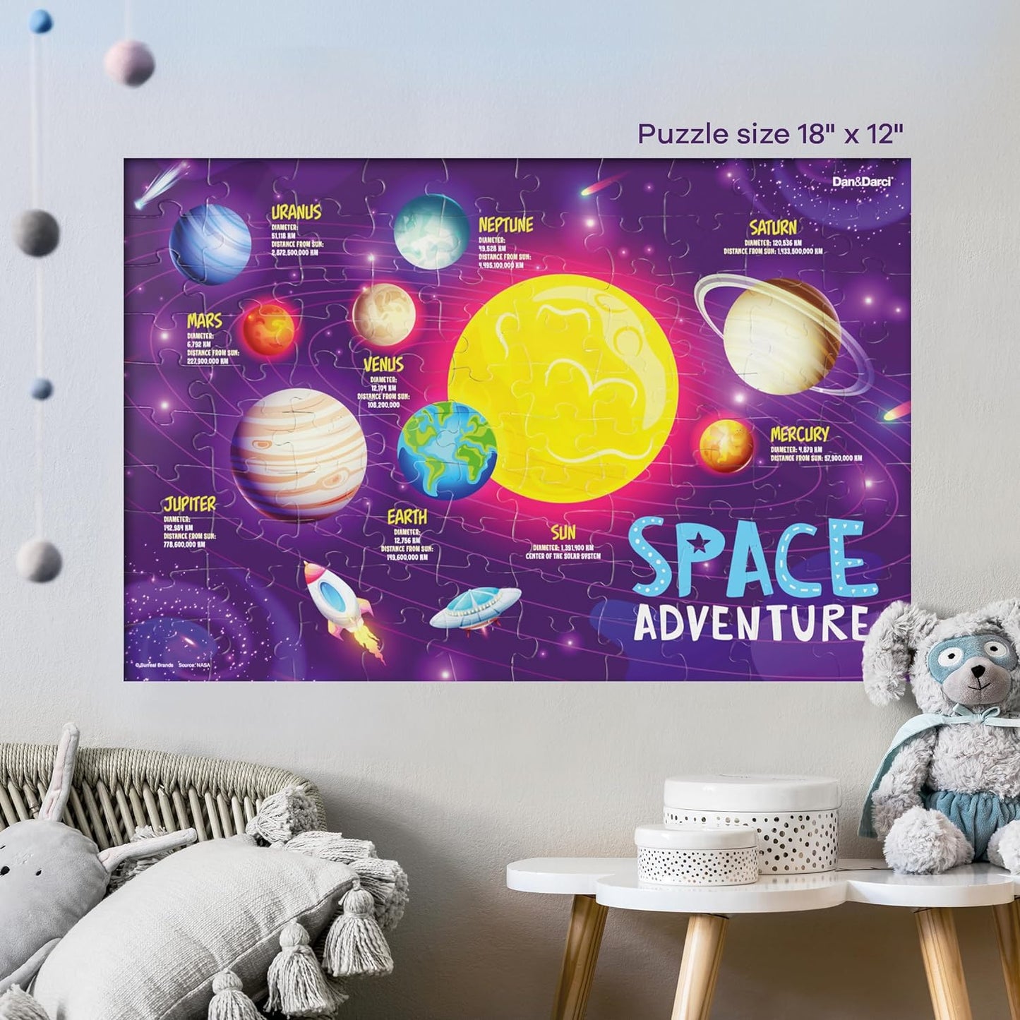 Glow in The Dark 100 Piece Galaxy Puzzle for Kids by Surreal Brands