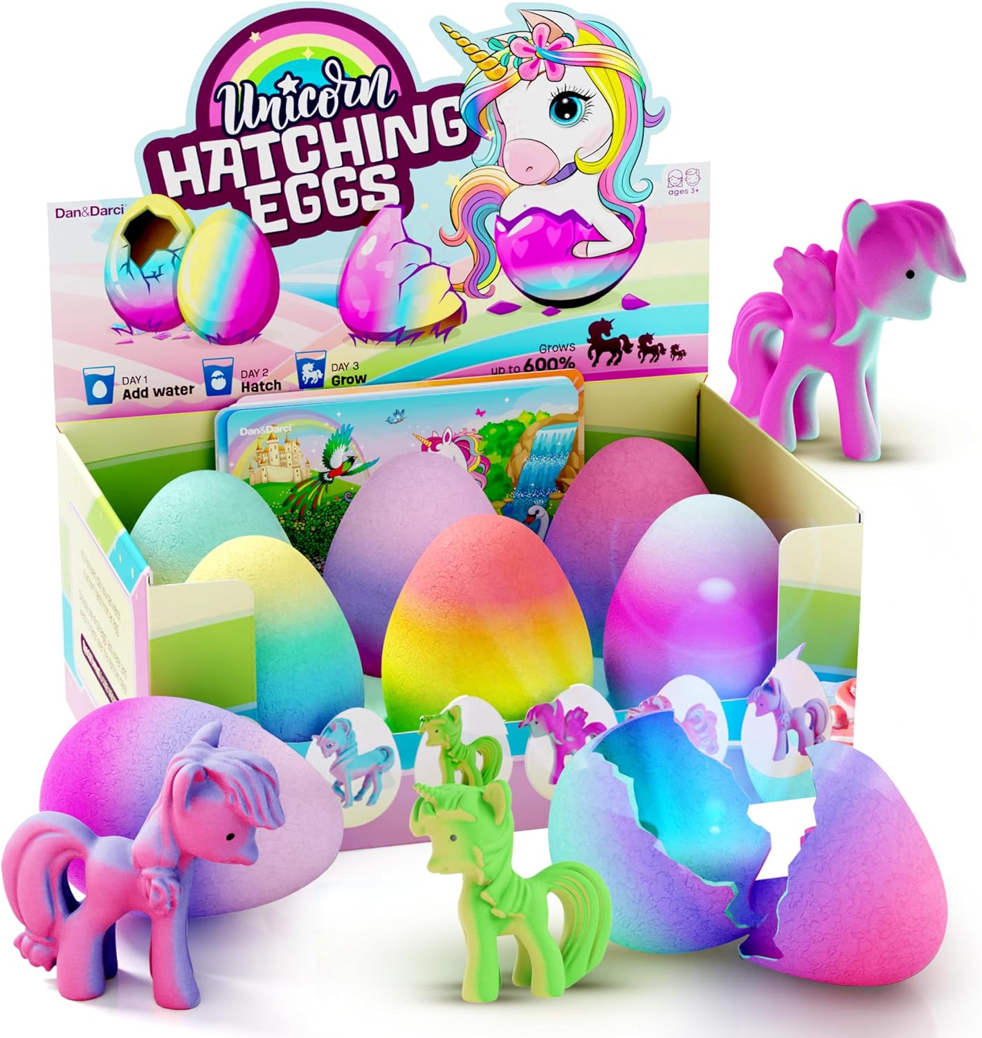 Dan&Darci Unicorn Hatching Surprise Eggs for Kids - 6 Pack - Grows 600% - Unicorn Toys for Girls & Boys by Surreal Brands