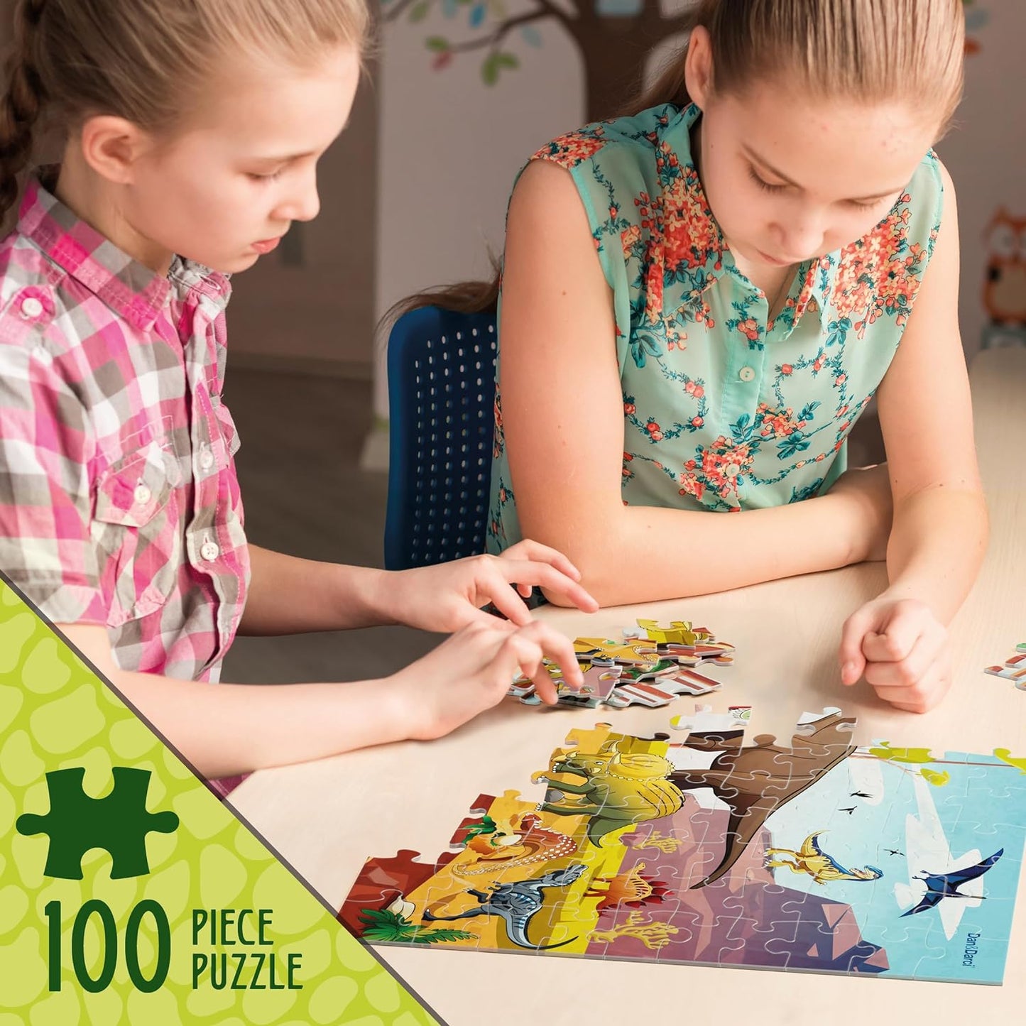 Glow in The Dark 100 Piece Dinosaur Puzzle for Kids by Surreal Brands