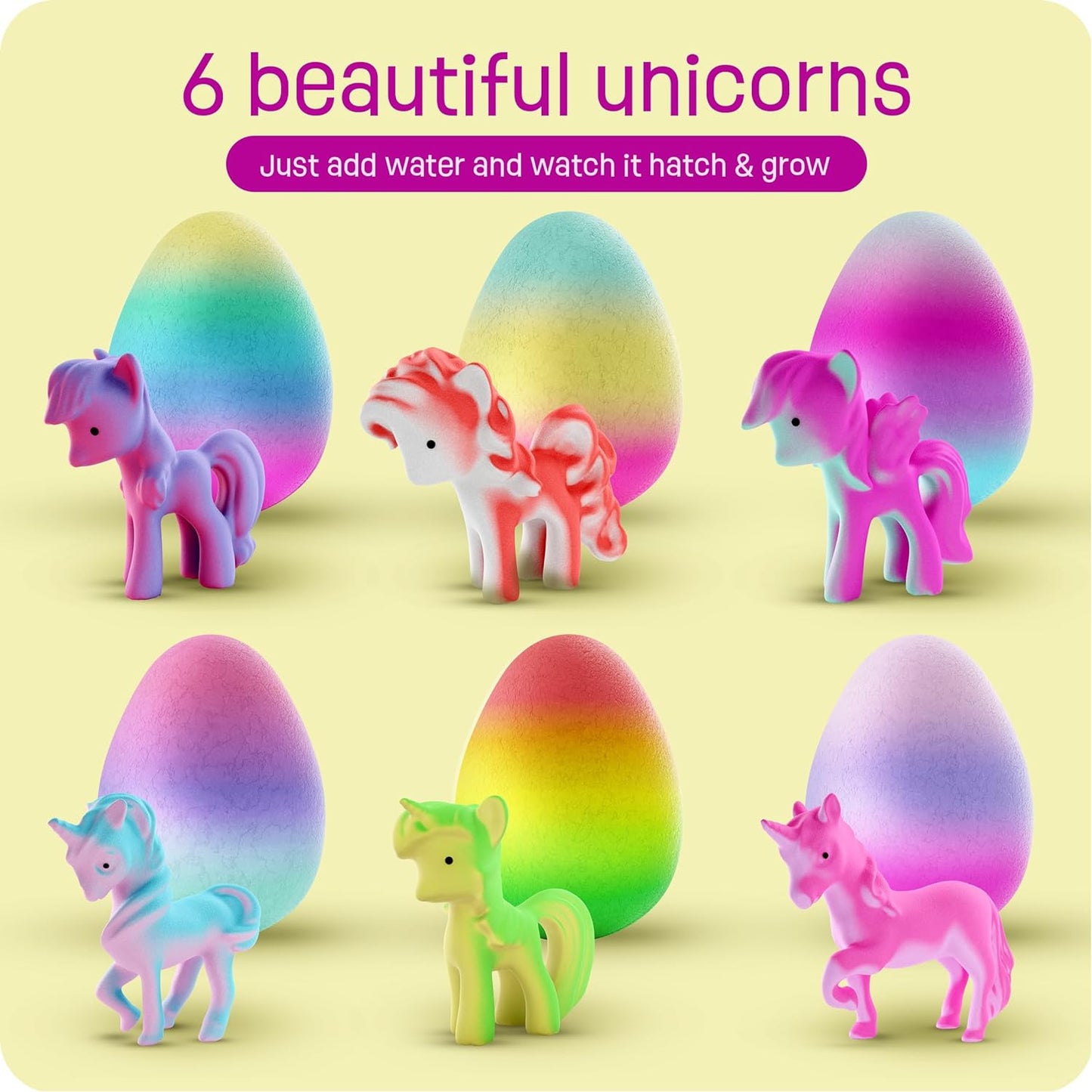 Dan&Darci Unicorn Hatching Surprise Eggs for Kids - 6 Pack - Grows 600% - Unicorn Toys for Girls & Boys by Surreal Brands