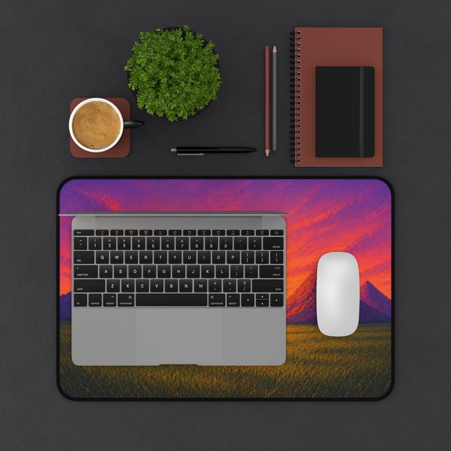 Sunset Mountains Desk Mat – Vibrant Landscape Mouse Pad for Home Office