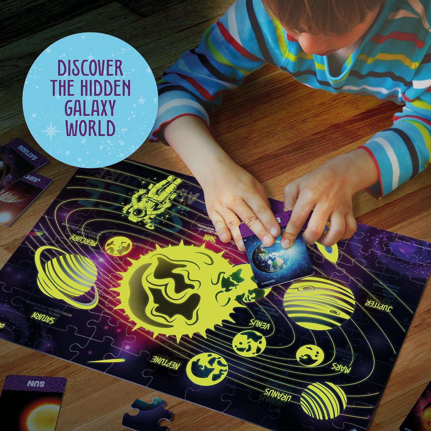 Glow in The Dark 100 Piece Galaxy Puzzle for Kids by Surreal Brands