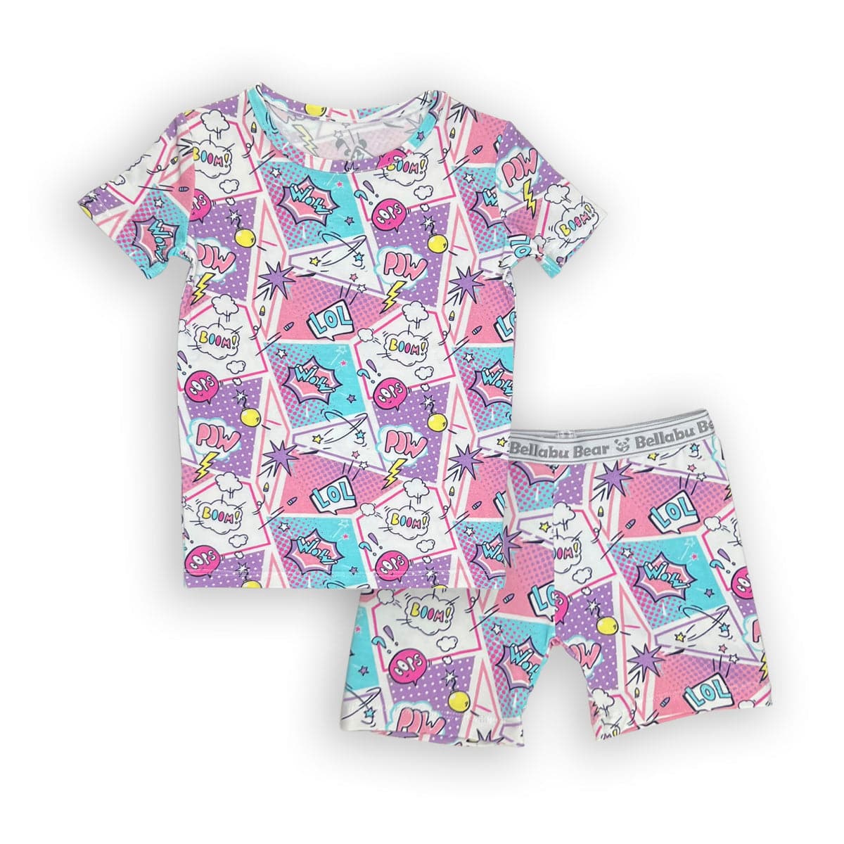 Comic Purple Bamboo Kids Pajama Short Set