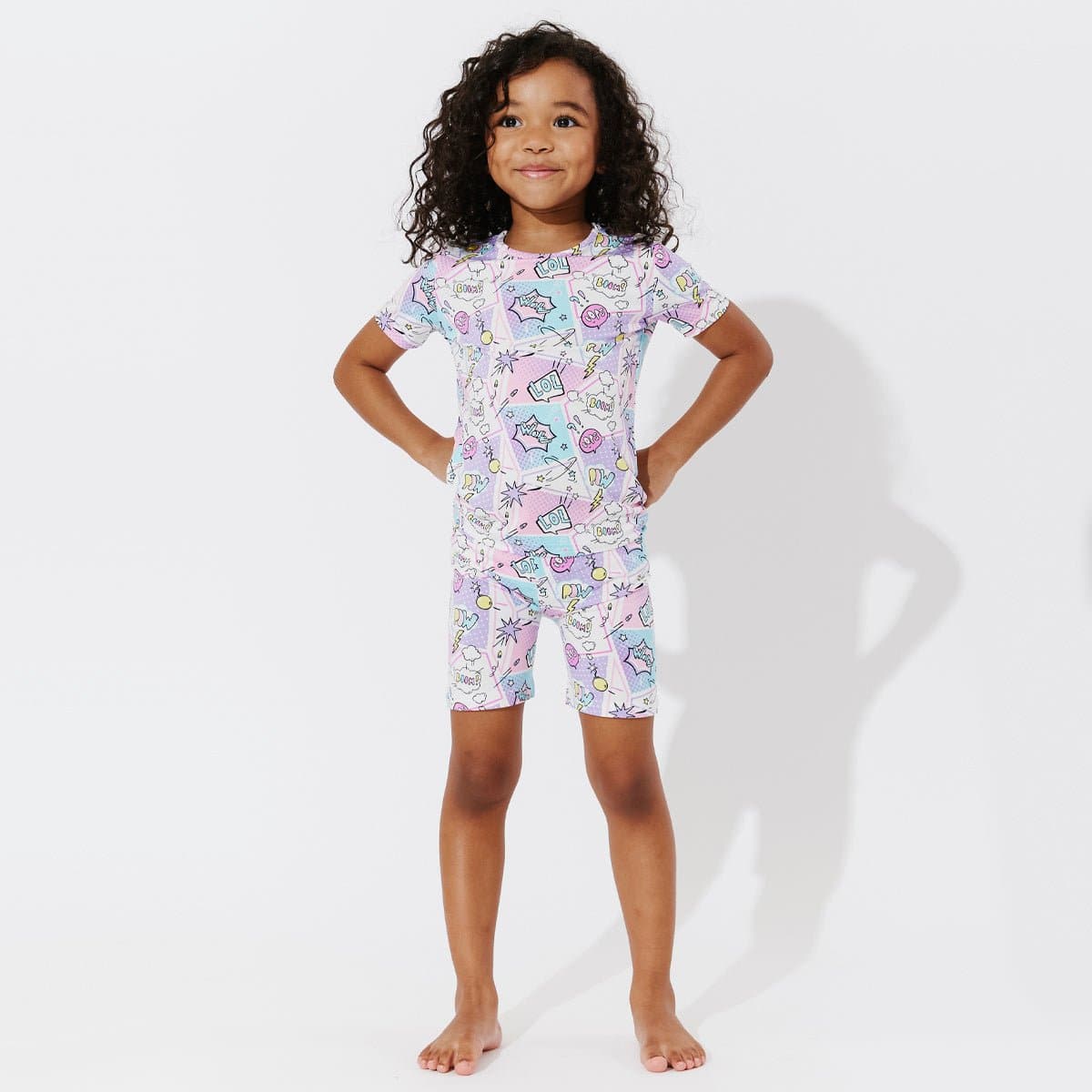 Comic Purple Bamboo Kids Pajama Short Set