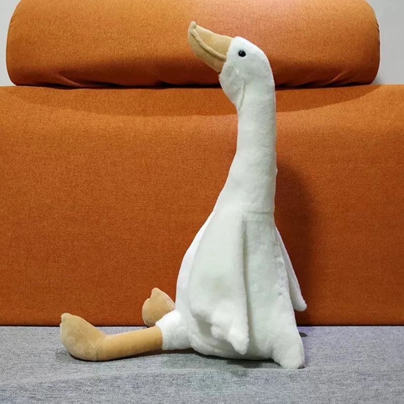 Izable White/Black Plush Swan Toy by Plushy Planet